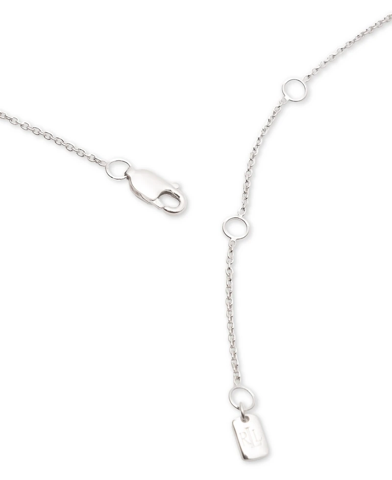 Lauren Ralph Lauren Sterling Silver Cubic Zirconia Station Collar Necklace, 16" + 3" extender