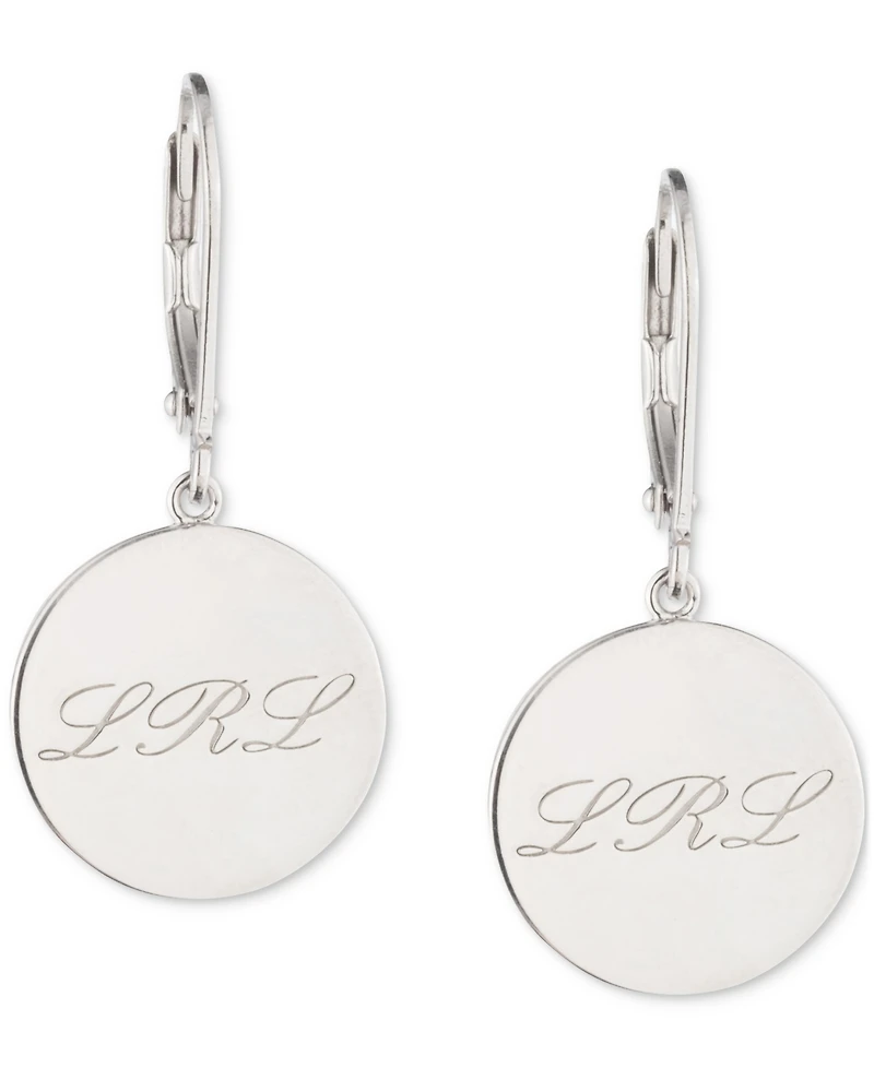 Lauren Ralph Lauren Sterling Silver Logo Script Drop Earrings
