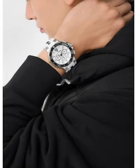 Plein Sport Men's Titan Chronograph Date Quartz White Silicone Strap Watch, 46mm