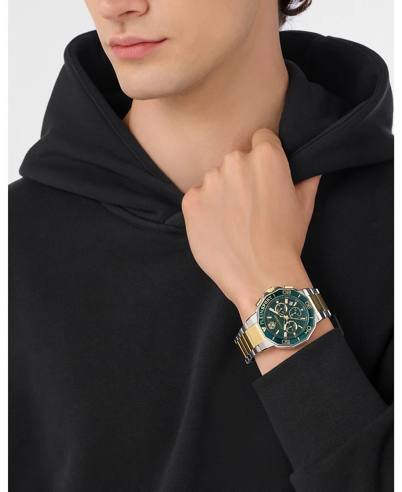 Plein Sport Men's Titan Chronograph Date Quartz Two-Tone Bracelet Watch, 46mm