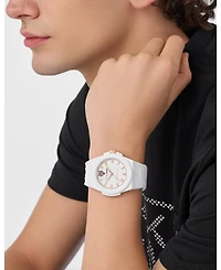 Plein Sport Men's Laserstrike Three Hand Quartz White Silicone Strap Watch, 42mm