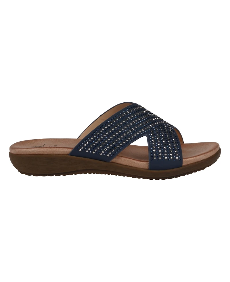 Gc Shoes Women's Sharlene Embellished Cross-Strap Flat Sandals