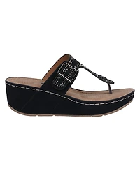 Gc Shoes Women's Alani Embellished Thong Wedge Sandals