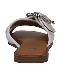 Gc Shoes Women's Ivy Embellished Buckle Slide Flat Sandals