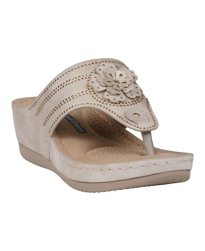 Gc Shoes Women's Cora Embellished Floral Wedge Sandals