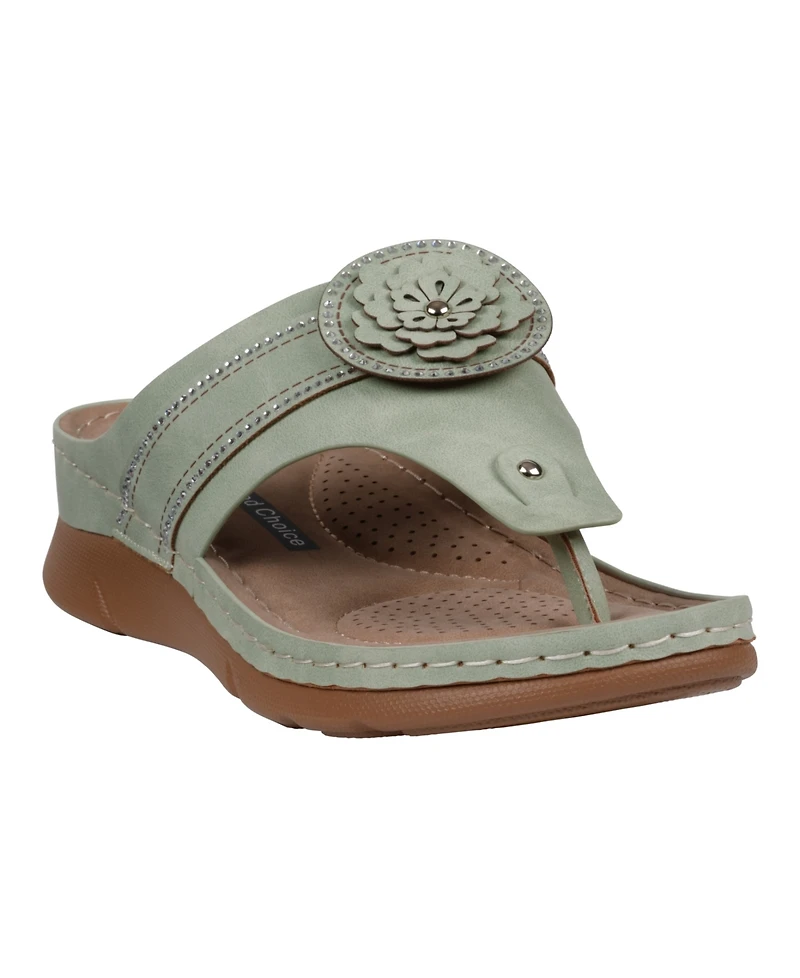 Gc Shoes Women's Vickie Flower Thong Flat Sandals