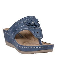 Gc Shoes Women's Cora Embellished Floral Wedge Sandals