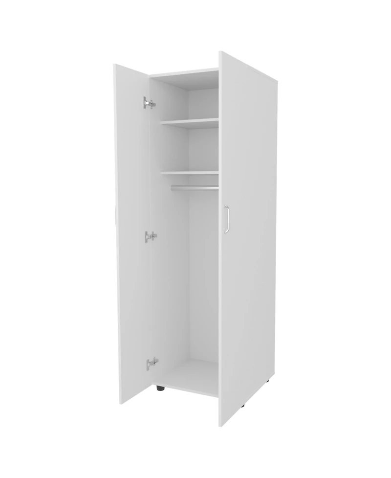 Pisinemo Armoire with 2 Doors and Hanging Rod, White
