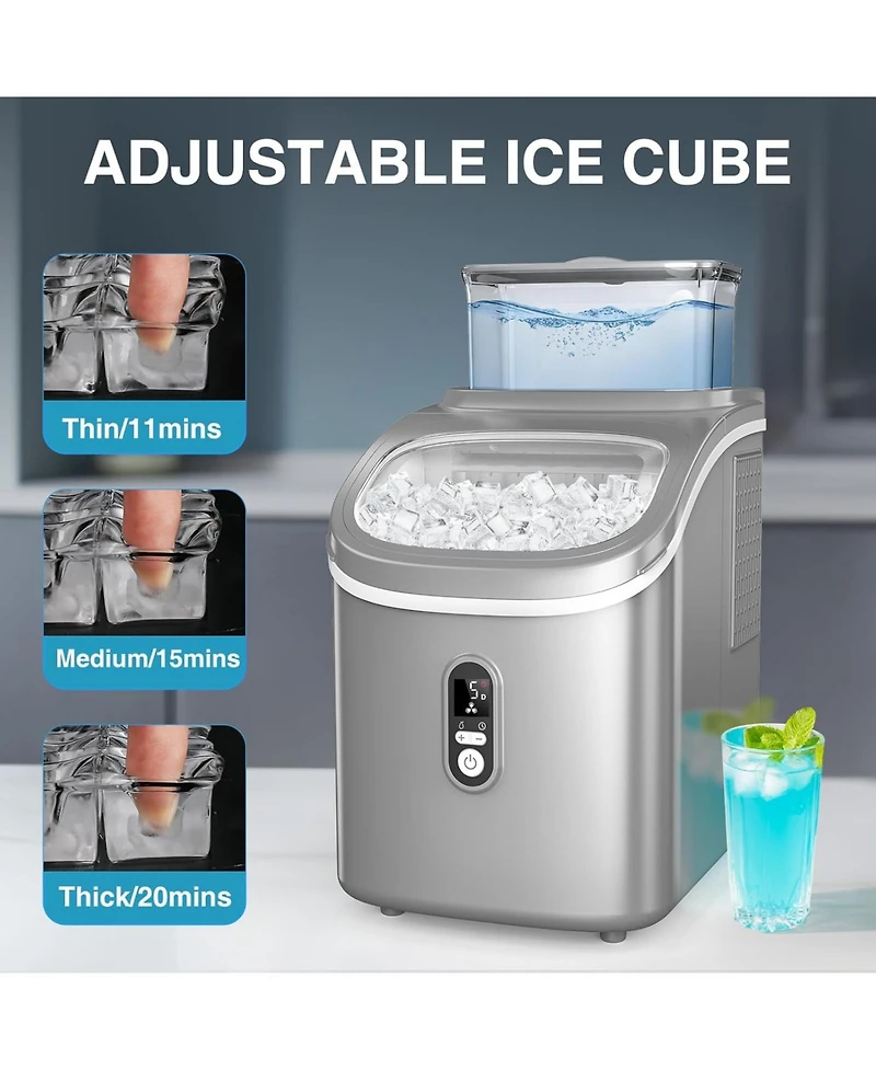 Cowsar 30Lbs/Day Home Portable Cube Ice Maker Includes Ice Scoop and Basket, Grey