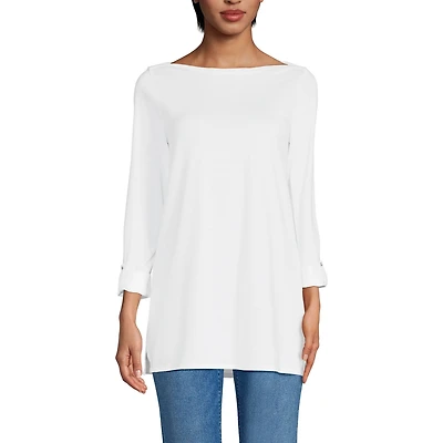 Lands' End Women's Supima Cotton Adjustable 3/4 Sleeve Boatneck Tunic