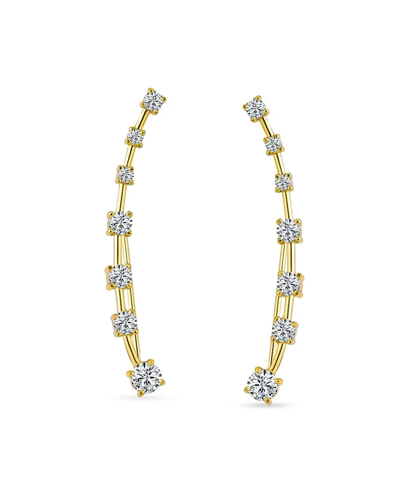 Bling Jewelry Cz Curved Crawlers Wire Cubic Zirconia Ear Cuff Cartilage Earring Gold Plated