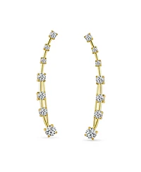 Bling Jewelry Cz Curved Crawlers Wire Cubic Zirconia Ear Cuff Cartilage Earring Gold Plated