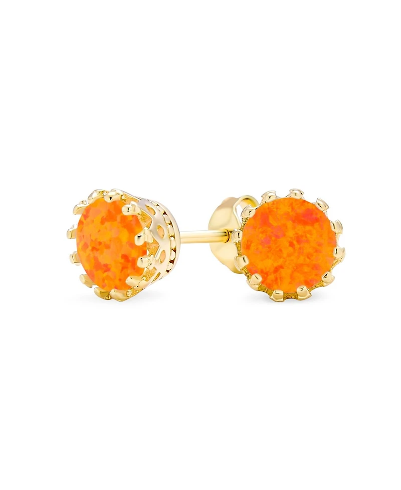 Bling Jewelry Crown Set Opal Solitaire Stud Earrings in Rose Gold Plated Sterling Silver 6MM