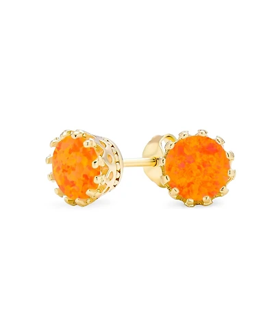 Bling Jewelry Crown Set Opal Solitaire Stud Earrings in Rose Gold Plated Sterling Silver 6MM