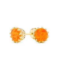 Bling Jewelry Crown Set Opal Solitaire Stud Earrings in Rose Gold Plated Sterling Silver 6MM