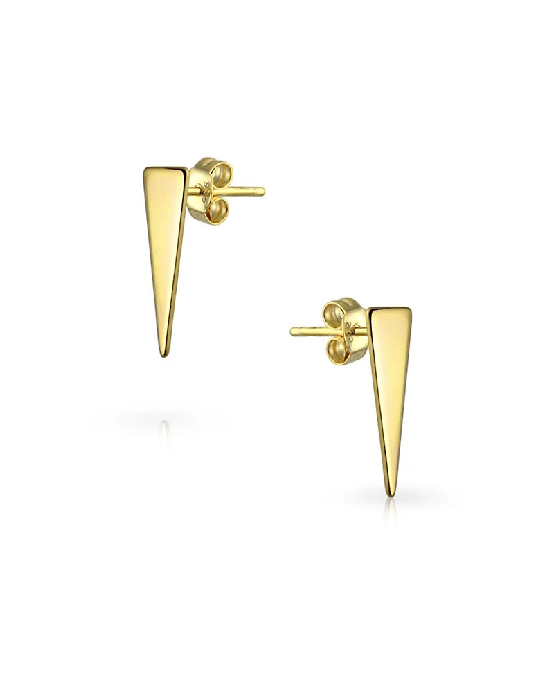Bling Jewelry Minimalist Geometric Triangle Arrow Tiny Stud Earrings Gold Plated .925 Sterling Silver