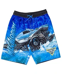 Monster Jam Boys Pullover Rash Guard and Swim Trunks Outfit Set