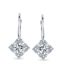 Bling Jewelry Deco Style Cz Baguette Lever back Drop Earrings Prom Sterling Silver