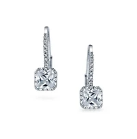 Bling Jewelry Solitaire Princess Square Cz Drop Earrings .925 Sterling Silver