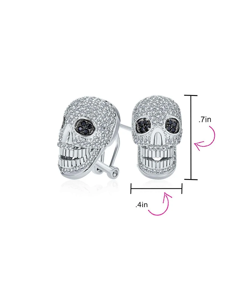 Bling Jewelry Biker Jewelry Cz Skull Stud Earrings, Goth Punk Dia De Los Muertos Style