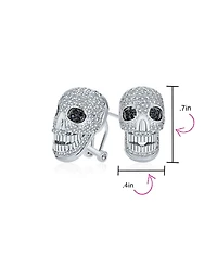 Bling Jewelry Biker Jewelry Cz Skull Stud Earrings, Goth Punk Dia De Los Muertos Style