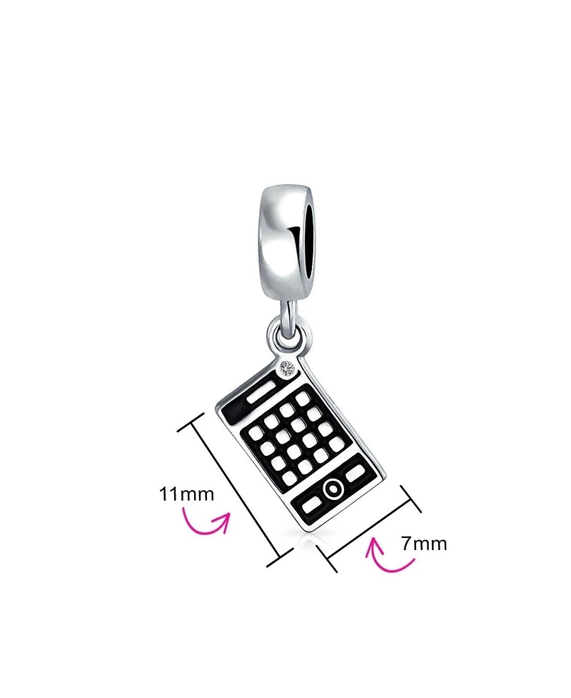 Bling Jewelry Bookkeeper Accountant Math Wiz Calculator Dangle Bead Charm Oxidized .925 Sterling Silver Fits European Bracelet