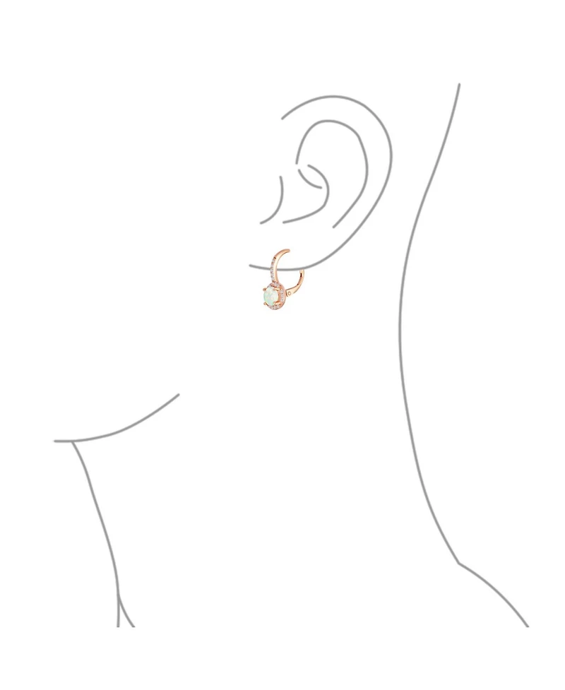 Bling Jewelry Cubic Zirconia Halo Cz Square Round Solitaire Circle White Orange Fire Created Opal Drop Earrings Rose Gold Plated .925 Sterling Silver
