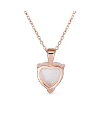 Bling Jewelry Romantic Danity Opulence 5CT Solitaire Prong Set Created Orange White Opal Heart Shape Pendant Necklace Yellow Rose Gold Plated .925 Ste