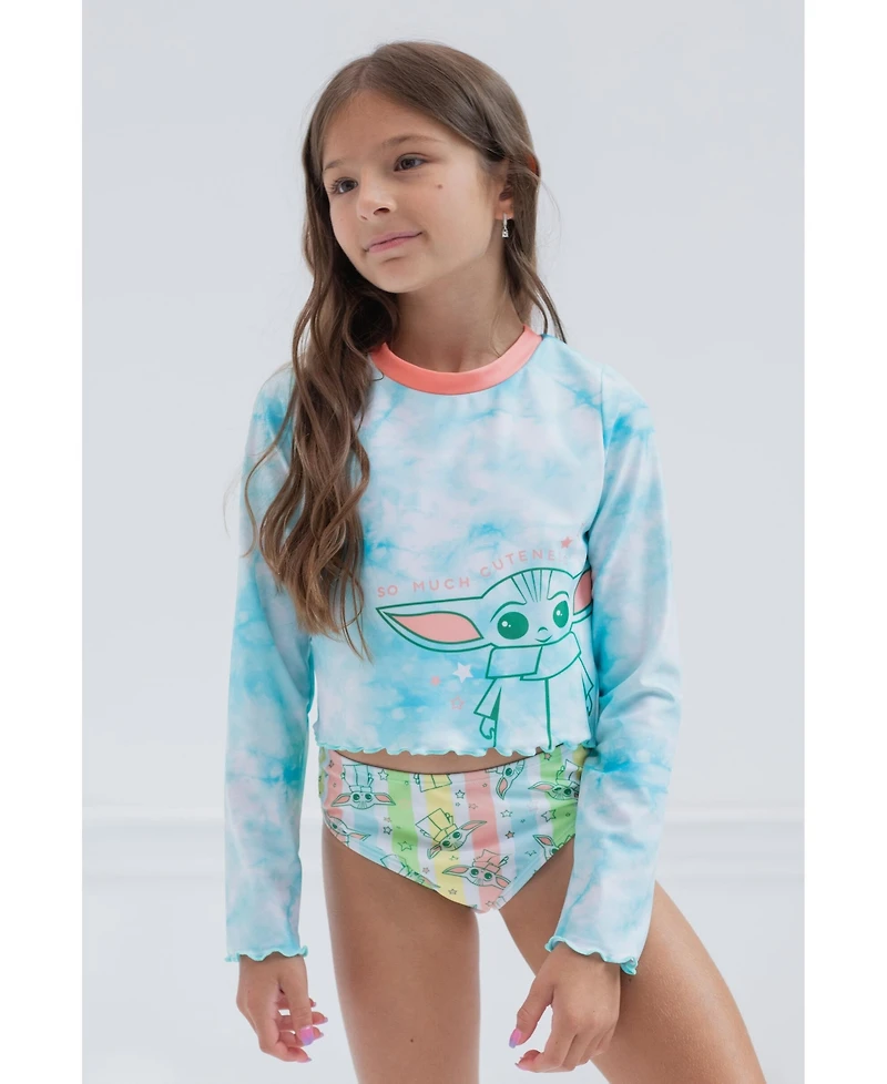 The Mandalorian Little Girls Star Wars Yoda Rash Guard and Bikini Bottom