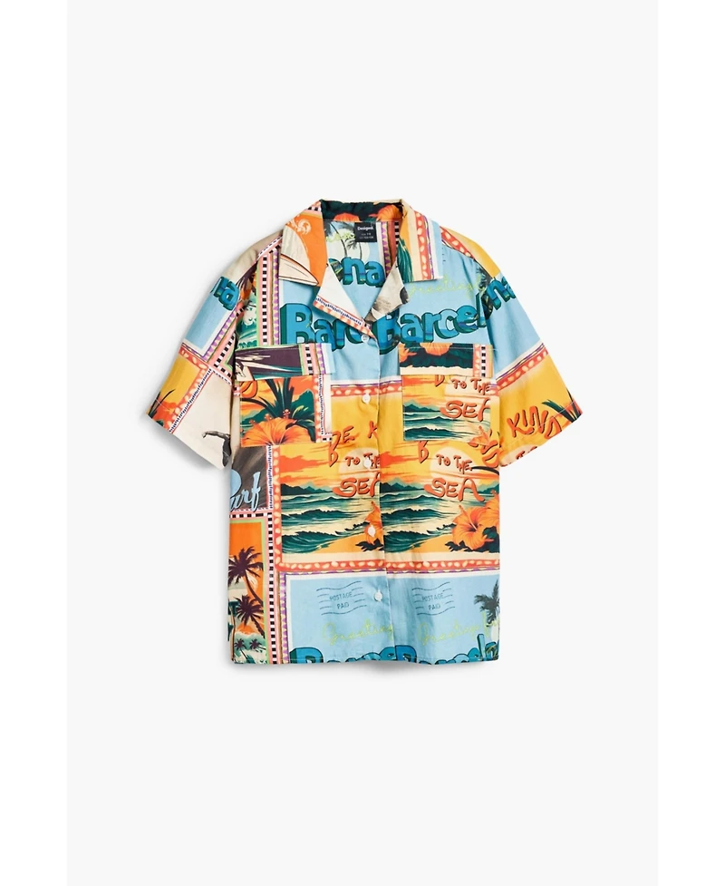 Desigual Boys Boys's Tropical postcards shirt