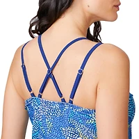 Free Country Women's Double Strap Cut Out Blouson Tankini Top
