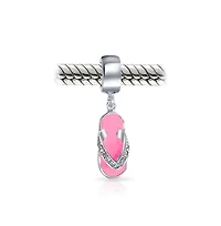 Bling Jewelry Flip Flop Sandal Cz Dangle Travel Charm Bead in Sterling Silver