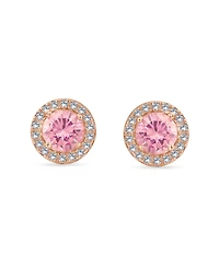 Bling Jewelry Colorful Cz Halo Solitaire Stud Earrings in Rose Gold Sterling Silver
