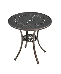 Inches Outdoor Bistro Table with Umbrella Hole Cast Aluminium Patio Dining Round Table