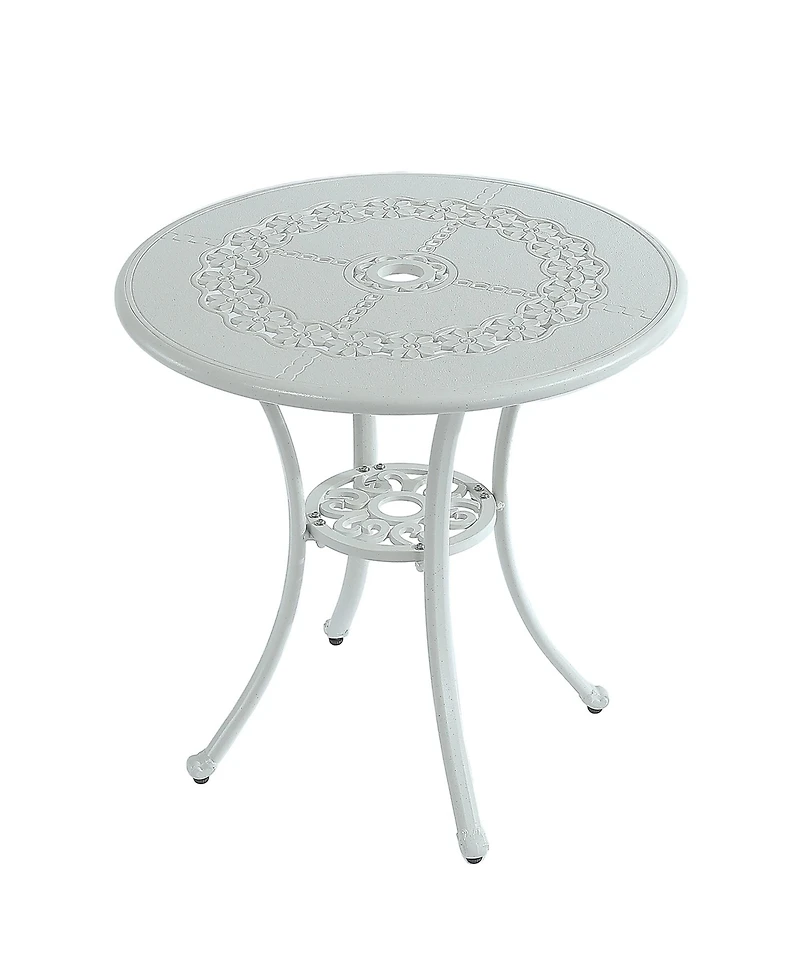 25 Inches Outdoor Bistro Table with Umbrella Hole Cast Aluminium Patio Dining Table Outdoor Round Bistro Table, Bronze