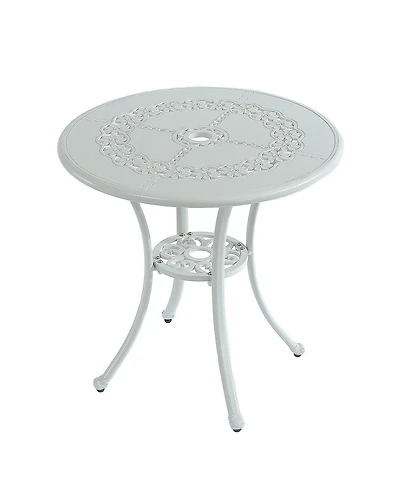 25 Inches Outdoor Bistro Table with Umbrella Hole Cast Aluminium Patio Dining Table Outdoor Round Bistro Table, Bronze