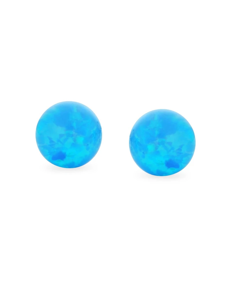 Bling Jewelry Minimalist Simple Basic Round Bead Created Opalescent Opal Ball Stud Earrings Pink Blue White Orange Green 6MM