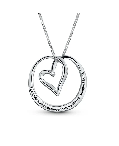 Bling Jewelry Inspirational Mantra Infinity Eternal Circle Bff Words Quote Saying Circle Heart Sister Bond Pendant Necklace Rose Gold Plated .925 Ster