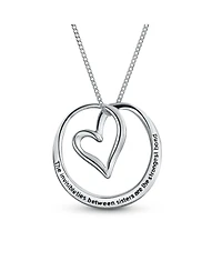 Bling Jewelry Inspirational Mantra Infinity Eternal Circle Bff Words Quote Saying Circle Heart Sister Bond Pendant Necklace Rose Gold Plated .925 Ster