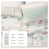 Linery & Co. Cotton Stitched Reversible Coastal Quilt and Sham Set
