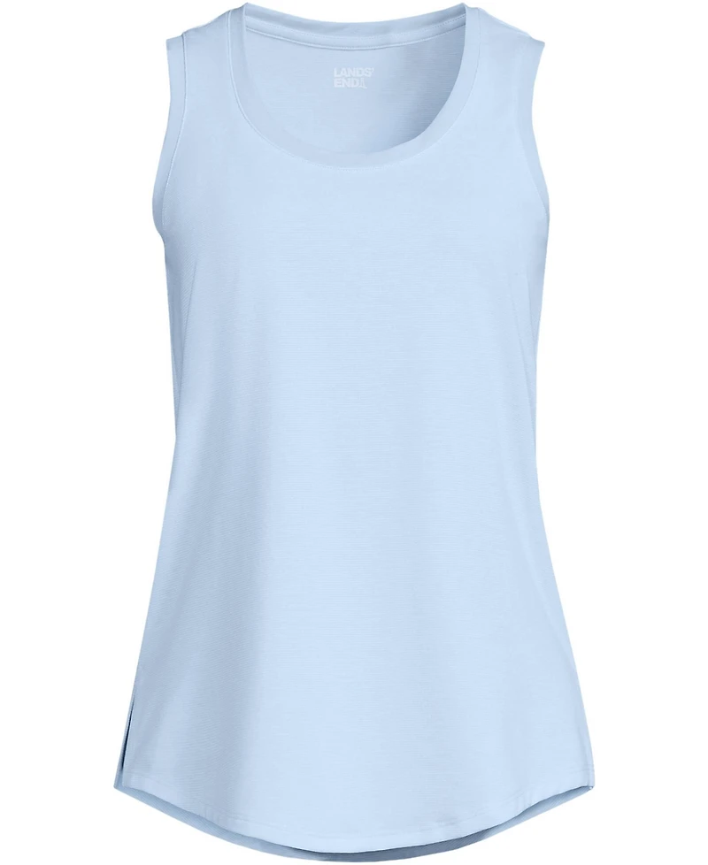 Lands' End Women's Sleeveless Power Performance Scoop Neck Curved Hem Tunic Tank