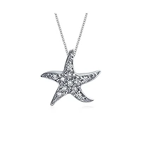 Bling Jewelry Pave Cz Starfish Pendant Necklace Sterling Silver Nautical Beach Vacation Jewelry