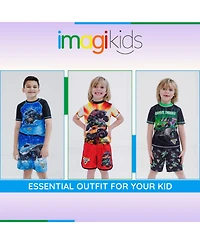 Monster Jam Boys Pullover Rash Guard and Swim Trunks Outfit Set