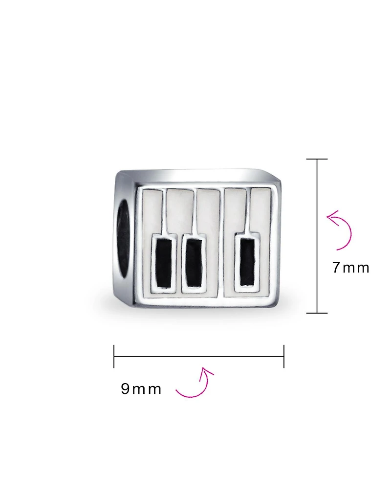 Bling Jewelry Piano Keys Charm Bead Music Students in Sterling Silver European Bracelets