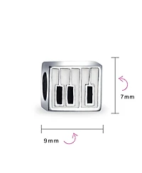 Bling Jewelry Piano Keys Charm Bead Music Students in Sterling Silver European Bracelets