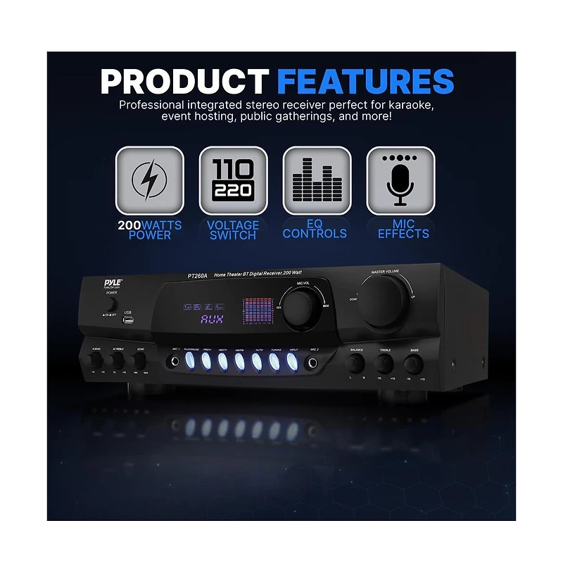 Pyle 200W Digital Am/Fm Stereo Receiver - PT260A