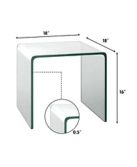 18 x 18 x 16 Inch Tempered Waterfall End Table with non-Slip Pad