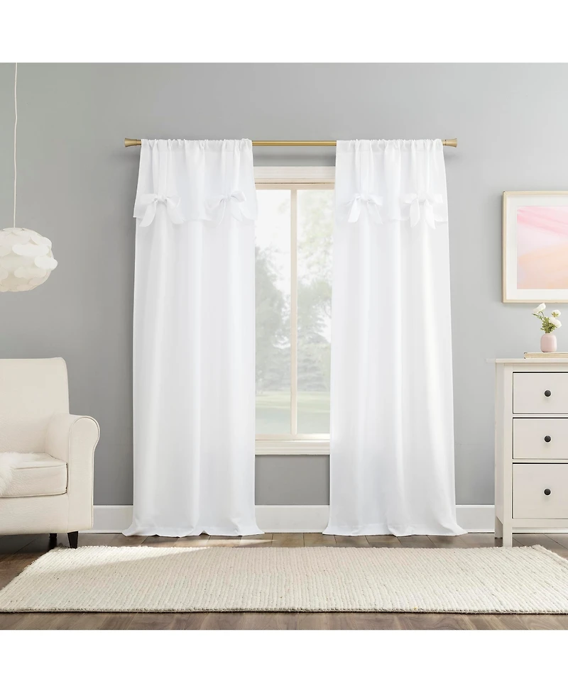 Emma Generation Bow Valance Semi-Sheer Rod Pocket Curtain Panel
