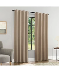 Treviso Linen Blend Magnetic Closure 100% Blackout Back Tab Curtain Panel