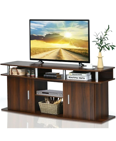 63 Inch Tv Entertainment Console Center with 2 Cabinets